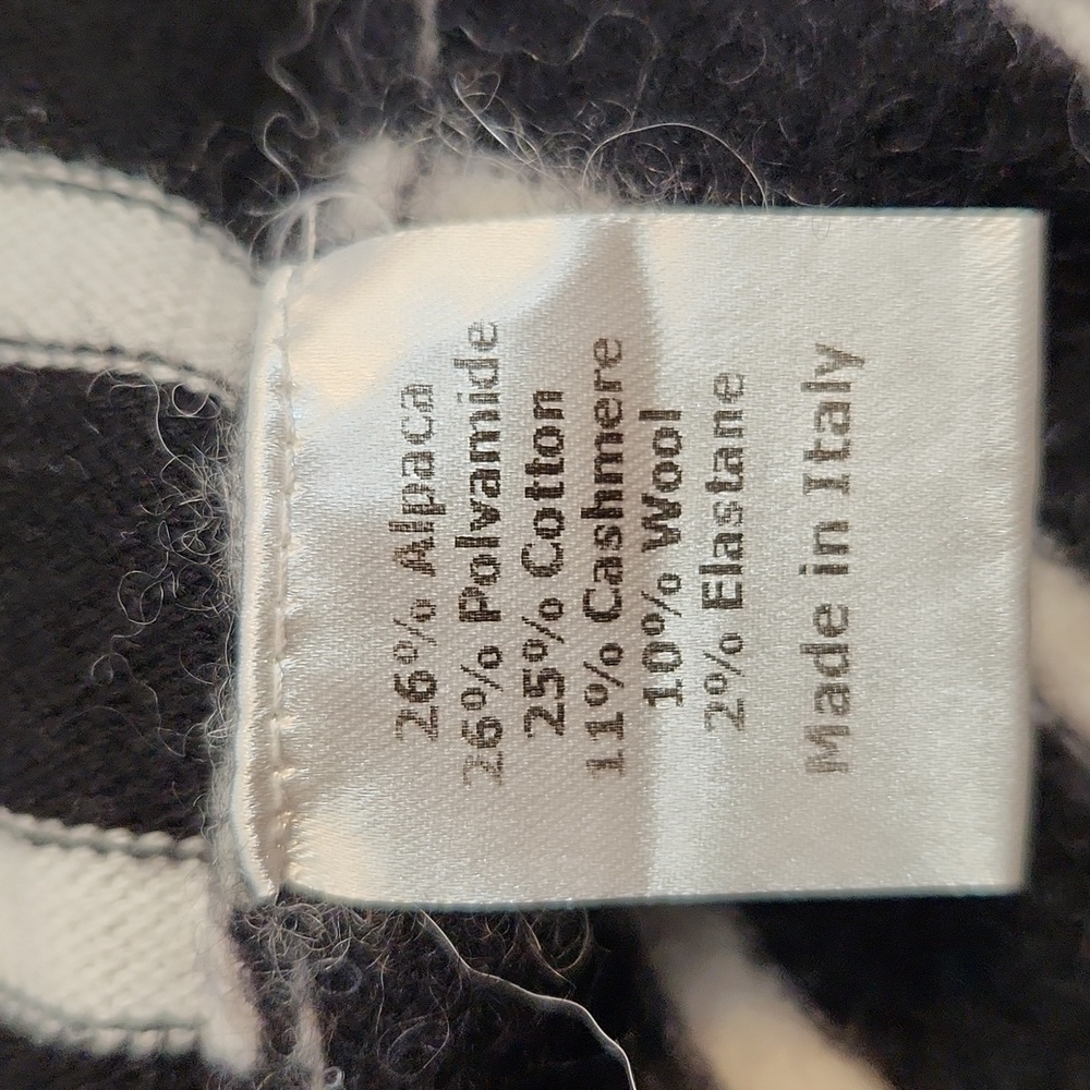 La Ligne Made In Italy Black and White Mixed Striped Crew Neck Sweater sz S - Picture 9 of 16